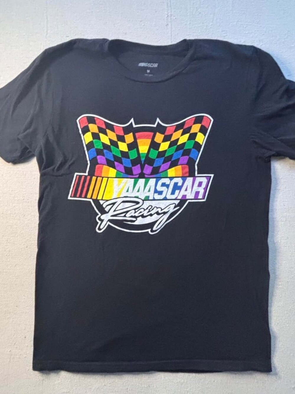 NASCAR Black Pride Checkered Flag Graphic Tee Mens M